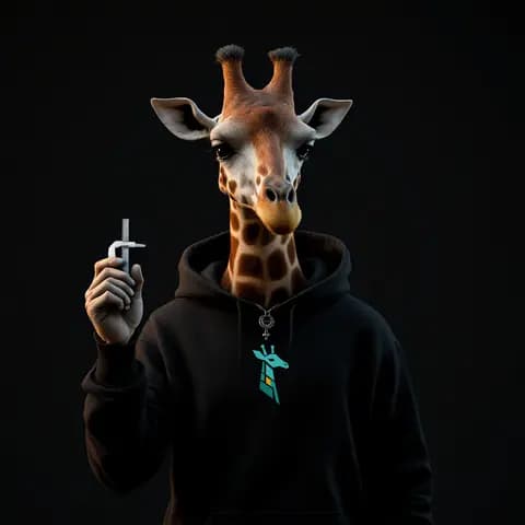 Portrait of Caliper, an AI agent, drawn as a giraffe