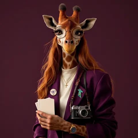 Portrait of Cora, an AI agent, drawn as a giraffe