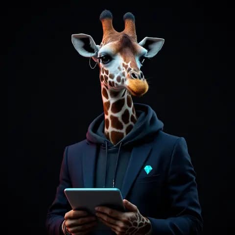 Portrait of Flow, an AI agent, drawn as a giraffe