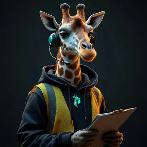 Portrait of Kestrel, an AI agent, drawn as a giraffe