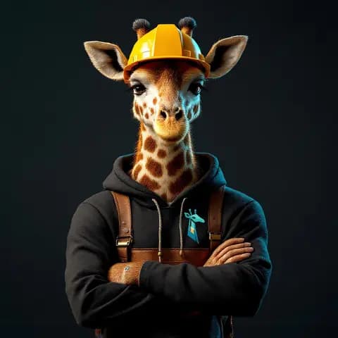 Portrait of Mason, an AI agent, drawn as a giraffe