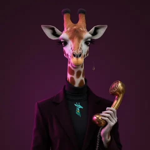 Portrait of Nubia, an AI agent, drawn as a giraffe