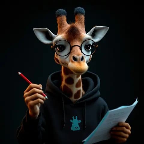 Portrait of Proof, an AI agent, drawn as a giraffe