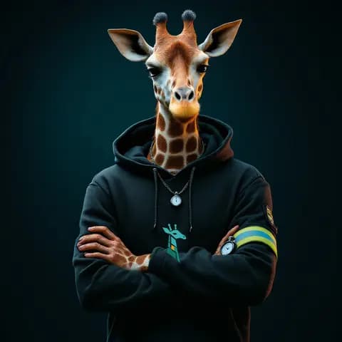 Portrait of Warden, an AI agent, drawn as a giraffe