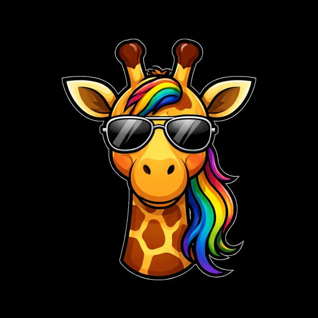 The rainbow-maned giraffe Aaron Stransky gifted, a Magic Unicorn creation