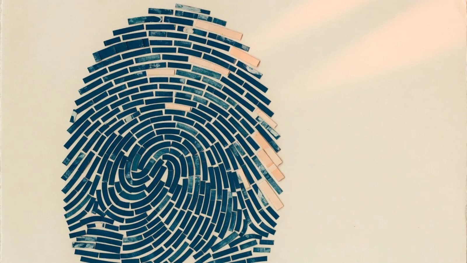 An abstract fingerprint built from many small file blocks, standing in for a short code made from a file's contents.