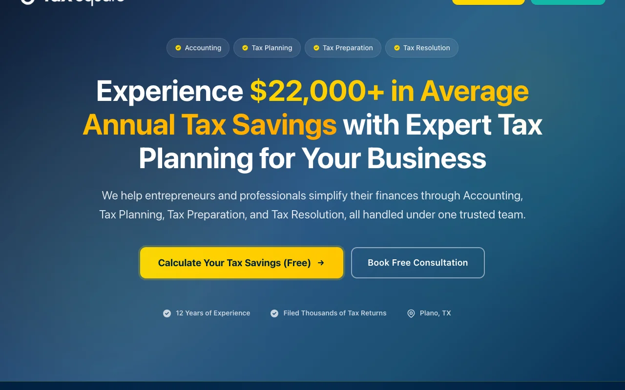 TaxSquare screenshot showing the main interface